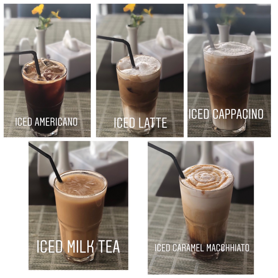 Americano, Latte, Cappucino